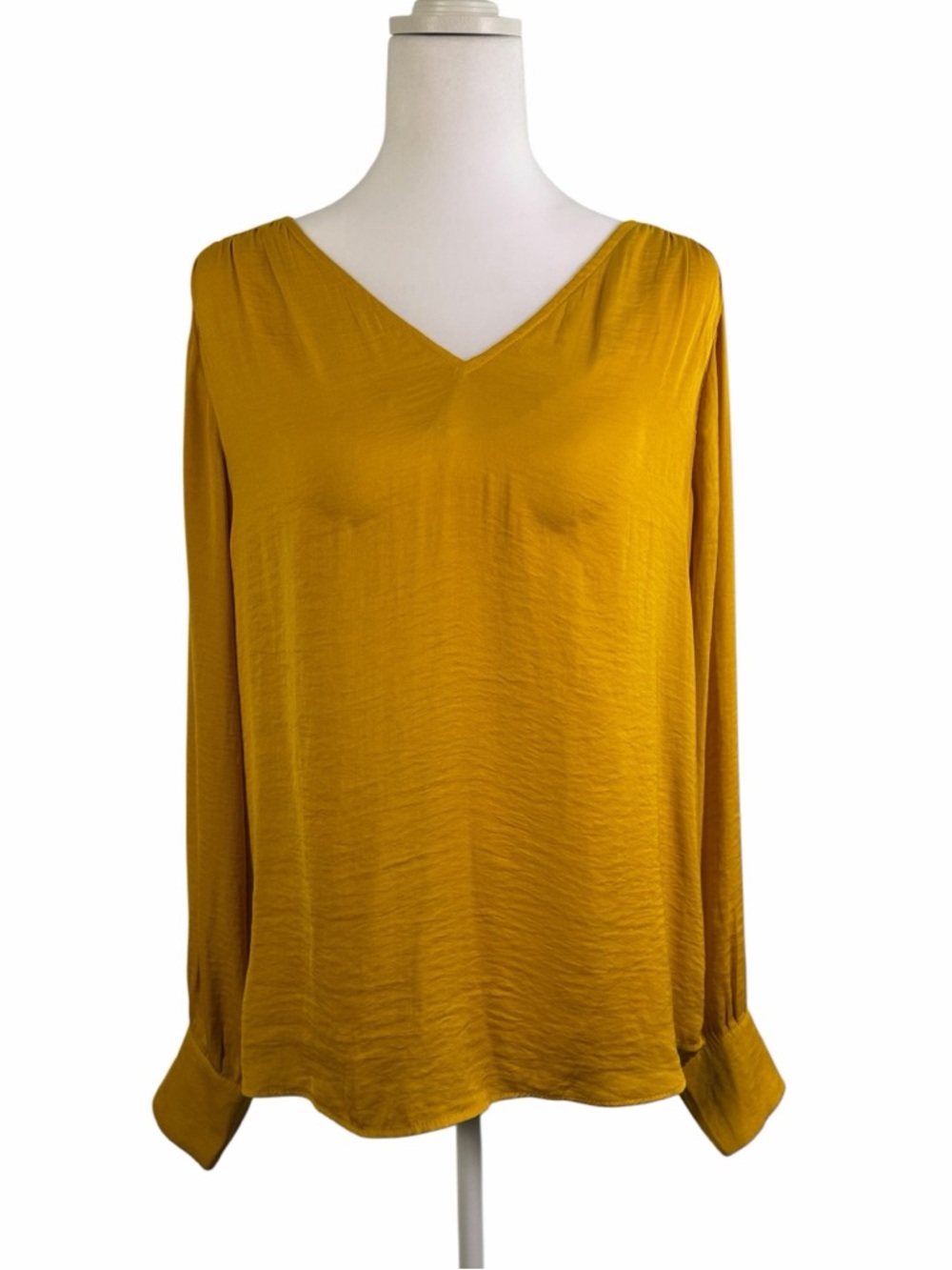 Maison d’Amélie Gold  V-Neck Blouse | Size M | Chic Versatile  Careerwear